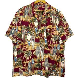 Royal Creations Hawaiian Shirt Mens XL Red Aloha Vacation Plumeria Coastal USA